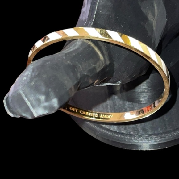 Kate Spade NY Idiom Bracelet - Get Carried Away - White & Gold Bangle - VGUC - Picture 7 of 11